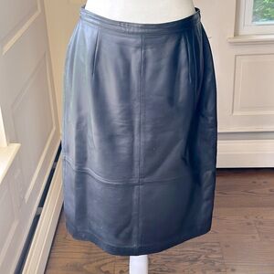 Talbots Black Leather Pencil Skirt